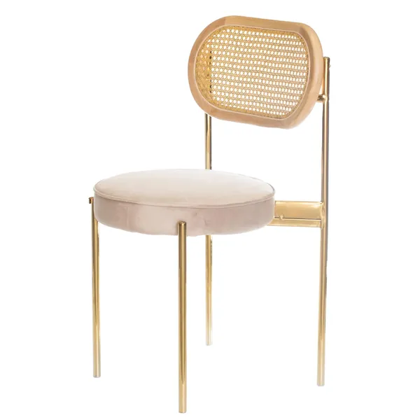 Стул Rattan Tempo золотой с бежевым сиденьем — Аренда — Стулья — Rent Me Алматы